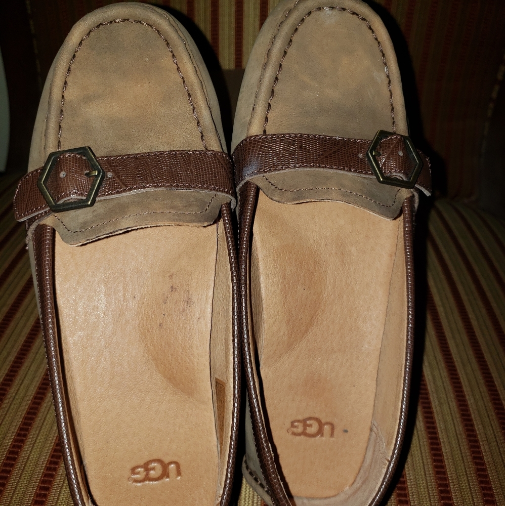 UGG Neutral Suede Loafers, Size 6.5